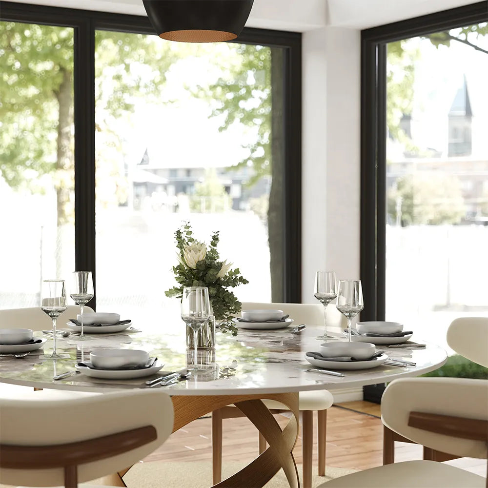 Maxwell-Round Glossy Sintered Stone Dining Table