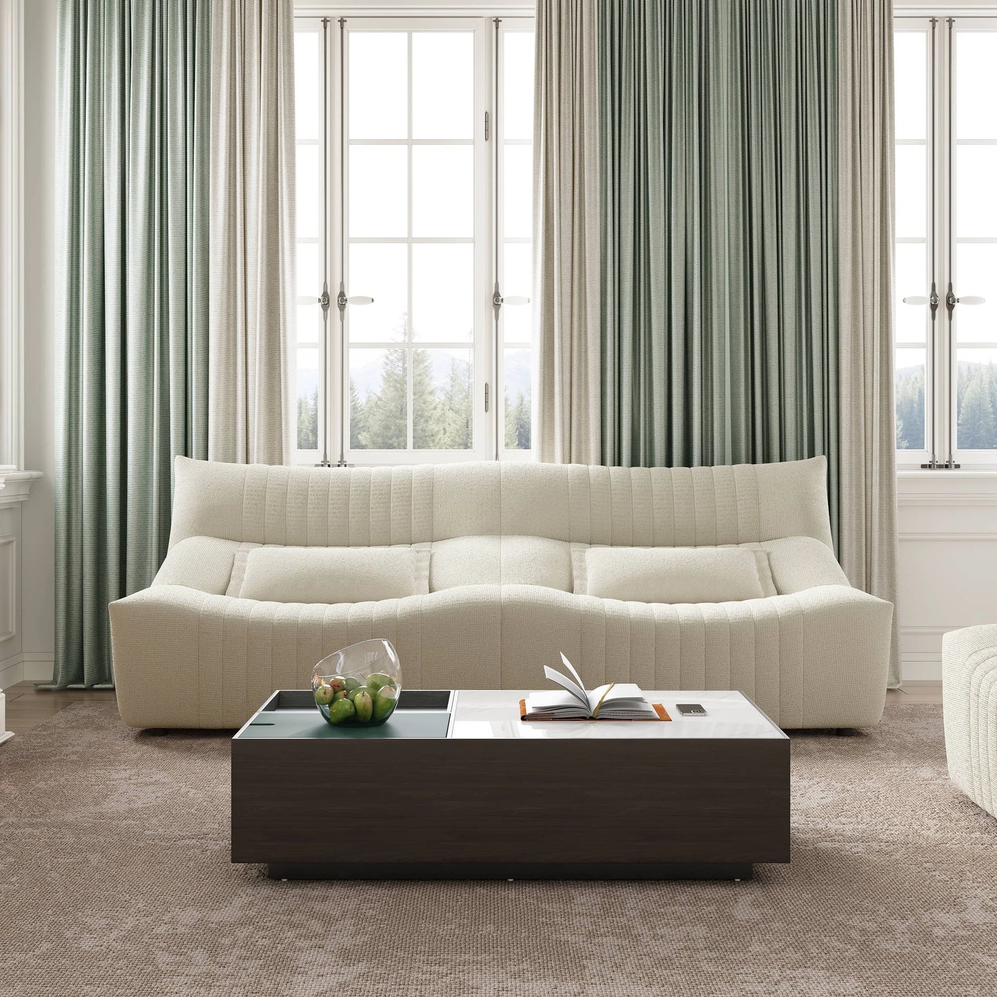 88-inch Modern Country Harp Pattern Three-Seater Sofa