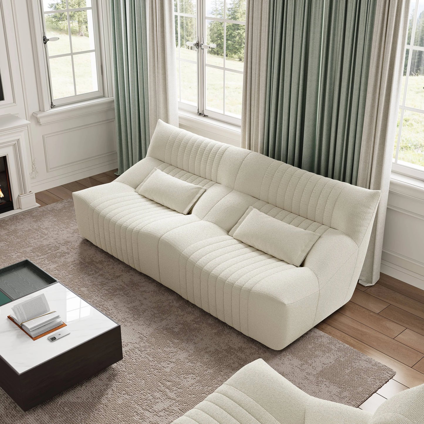 88-inch Modern Country Harp Pattern Three-Seater Sofa