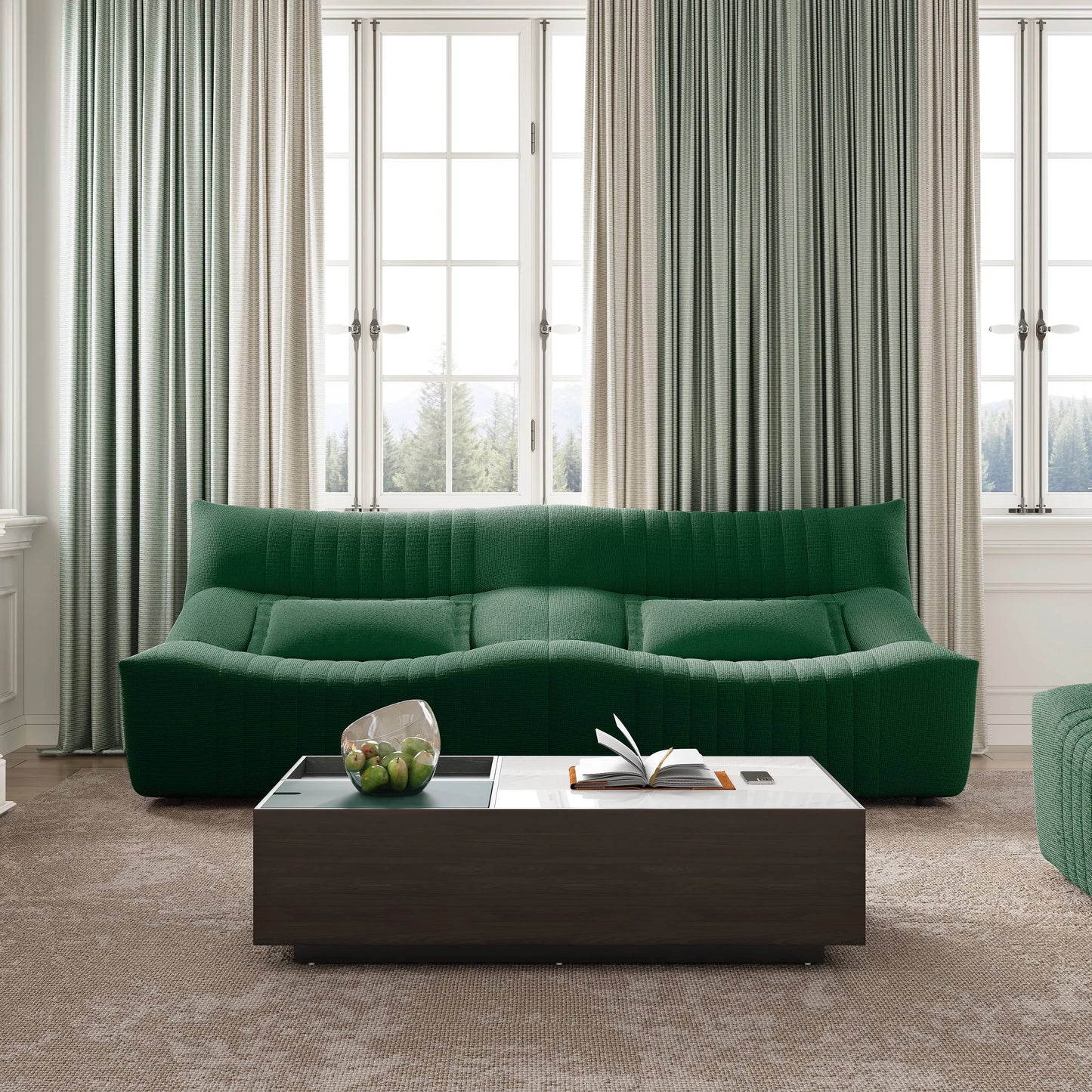 88-inch Modern Country Harp Pattern Three-Seater Sofa