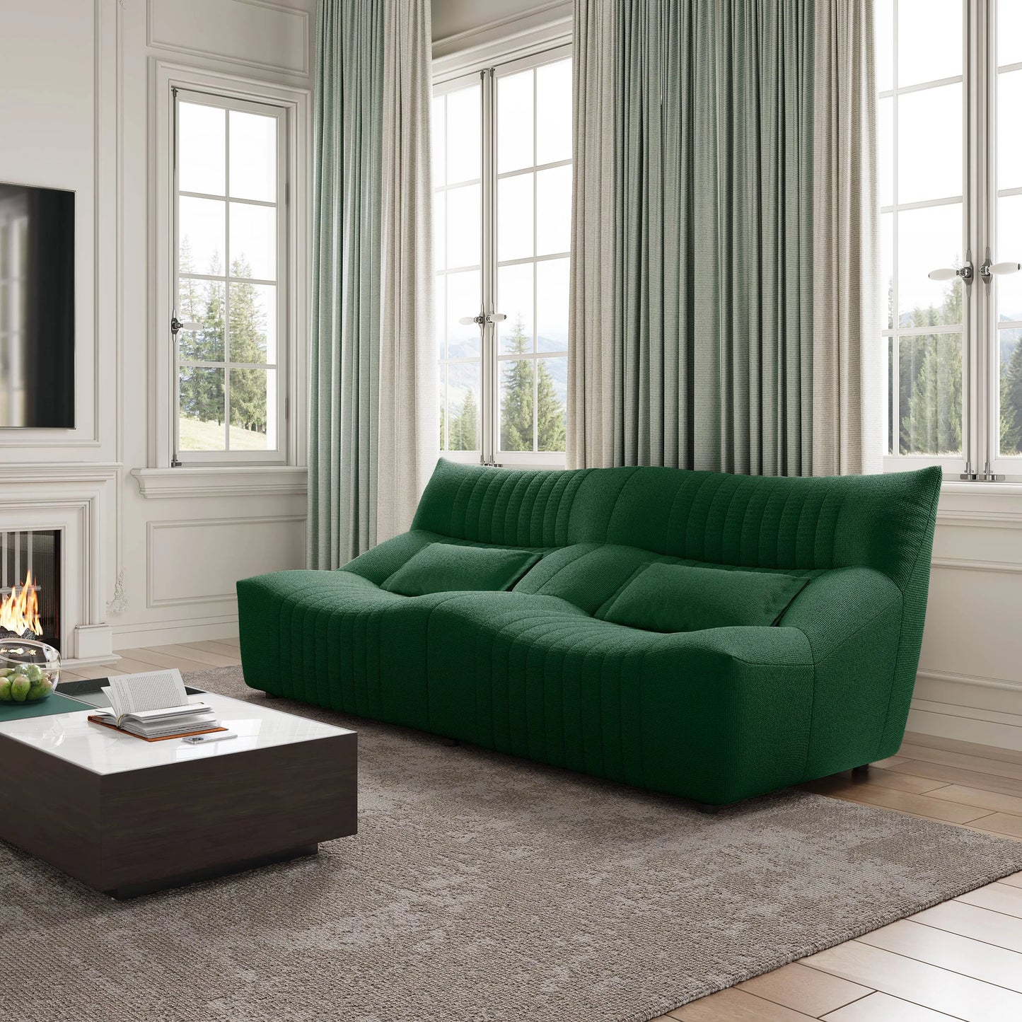 88-inch Modern Country Harp Pattern Three-Seater Sofa