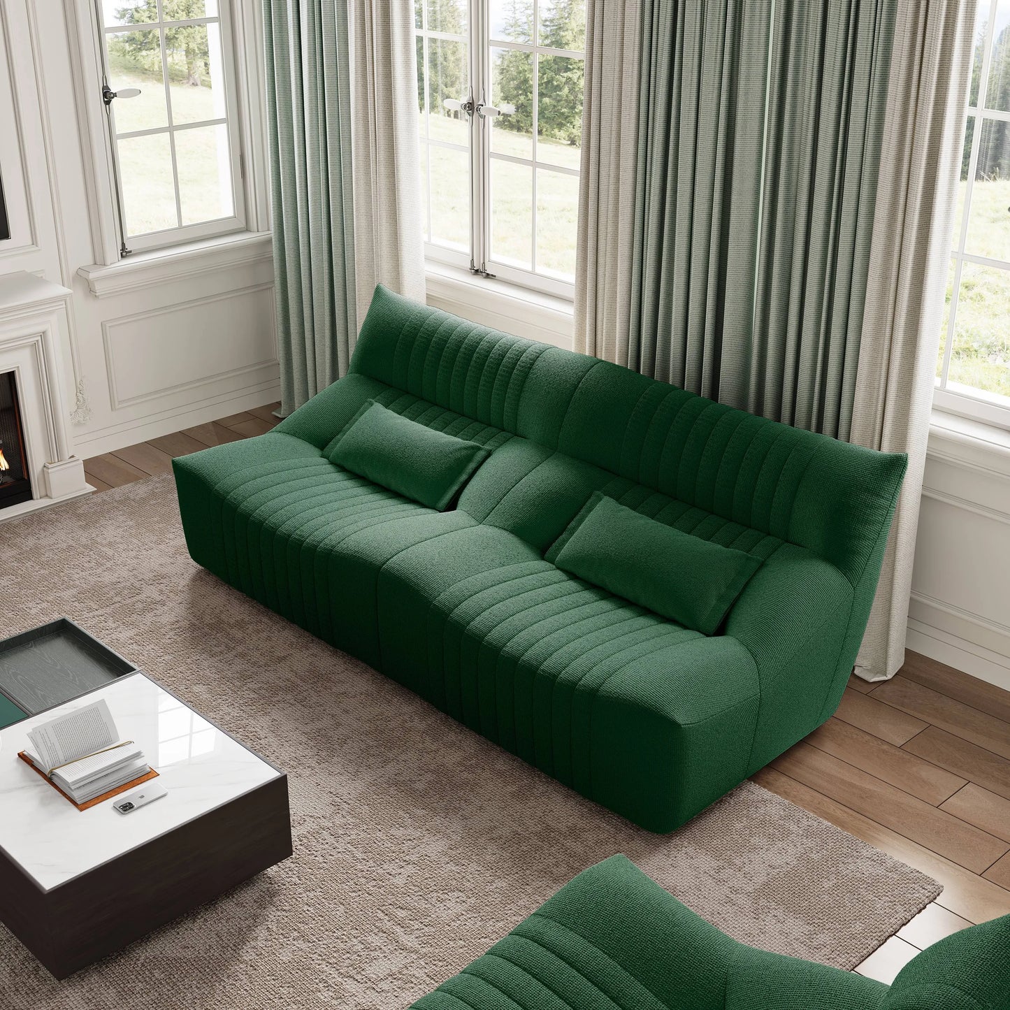 88-inch Modern Country Harp Pattern Three-Seater Sofa