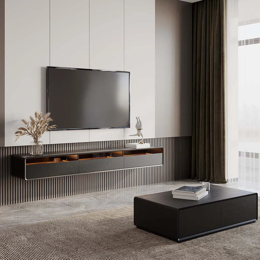 78.7" Black Floating TV Stand