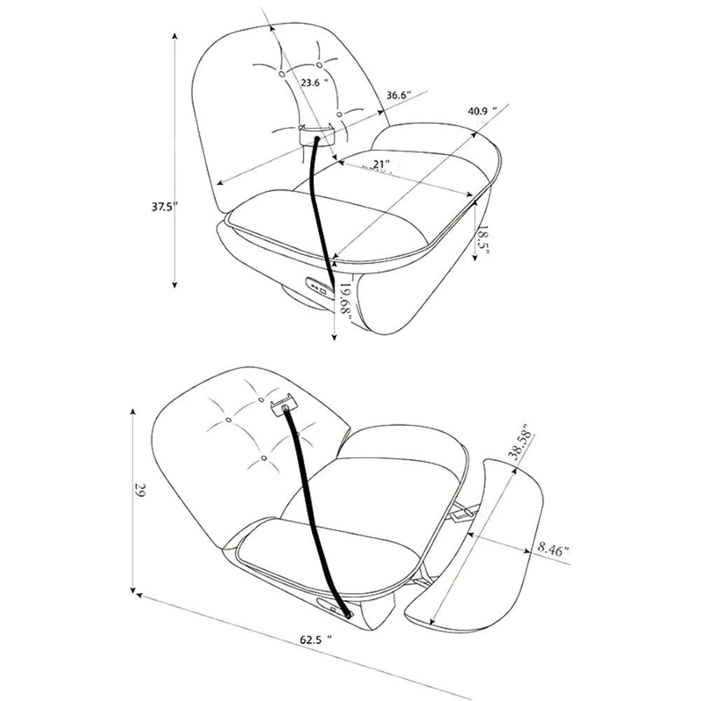 Fauteuil inclinable électrique pivotant avec coussin de taille 