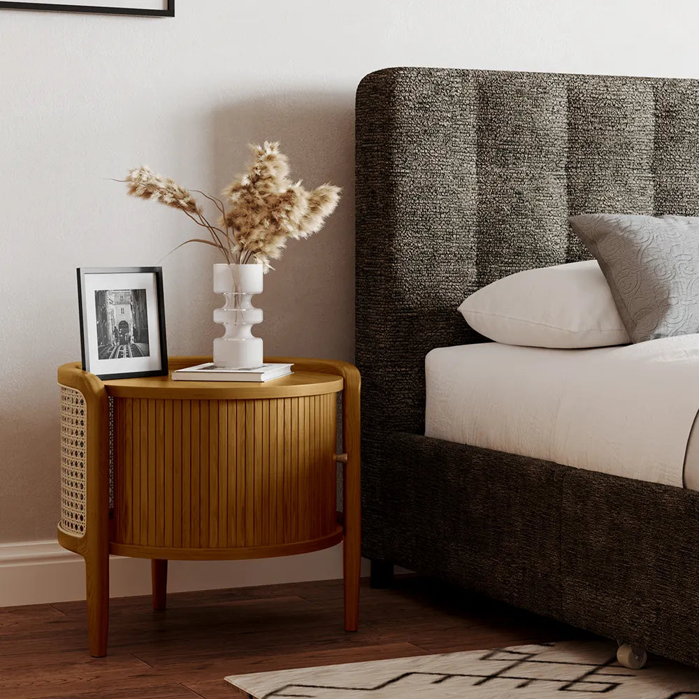 20" Rattan Side Table with Storage