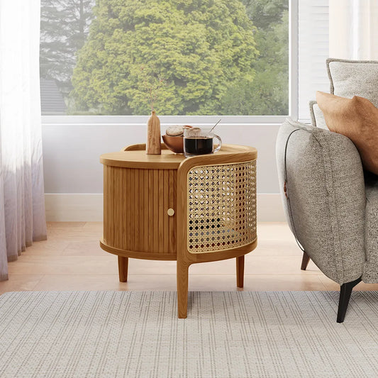 20" Rattan Side Table with Storage