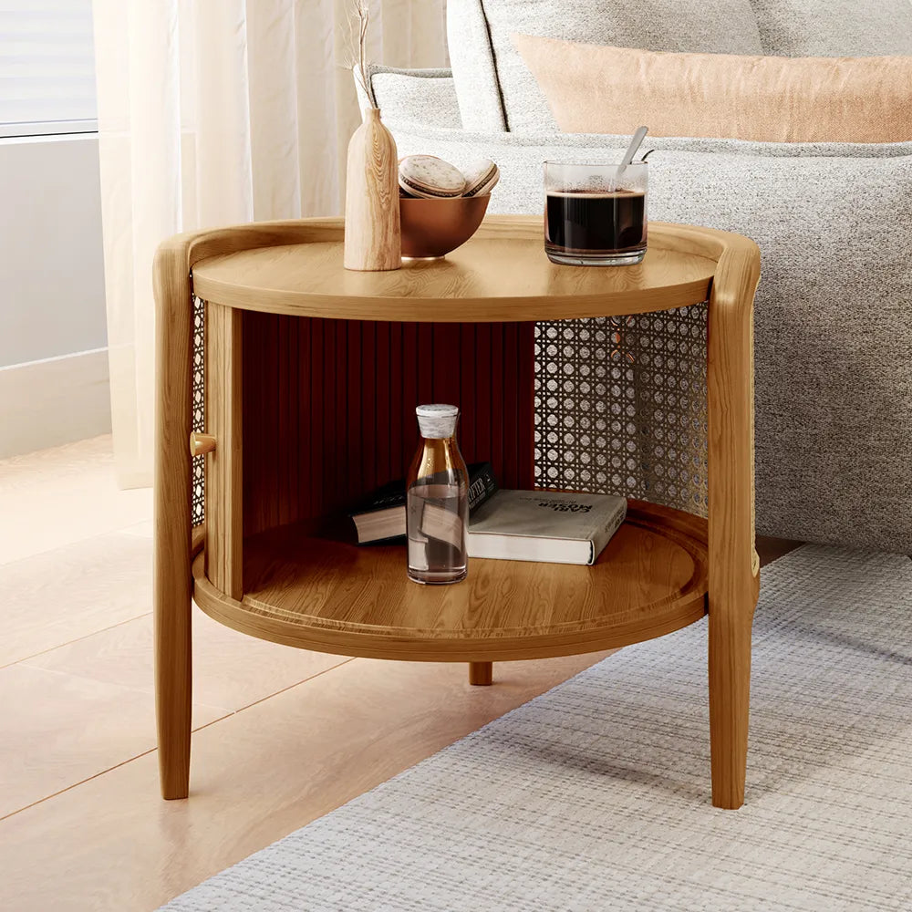 20" Rattan Side Table with Storage