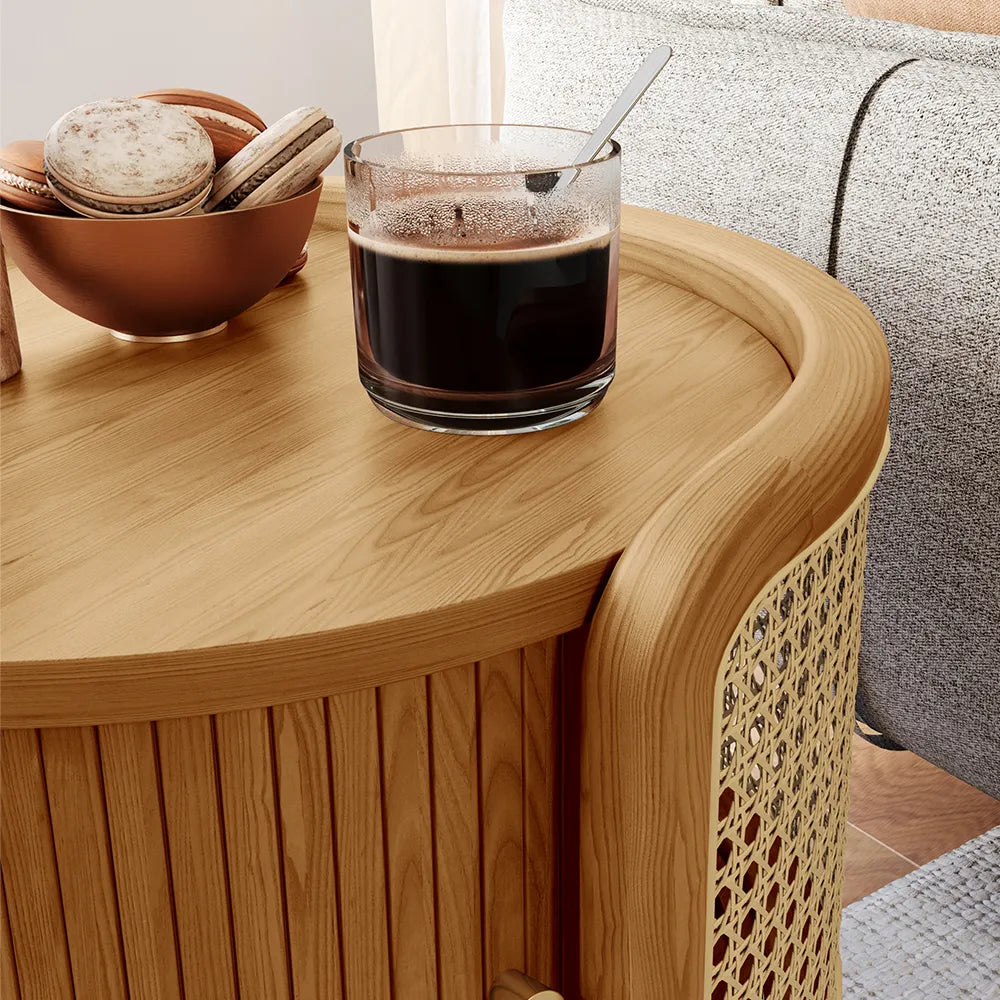 20" Rattan Side Table with Storage