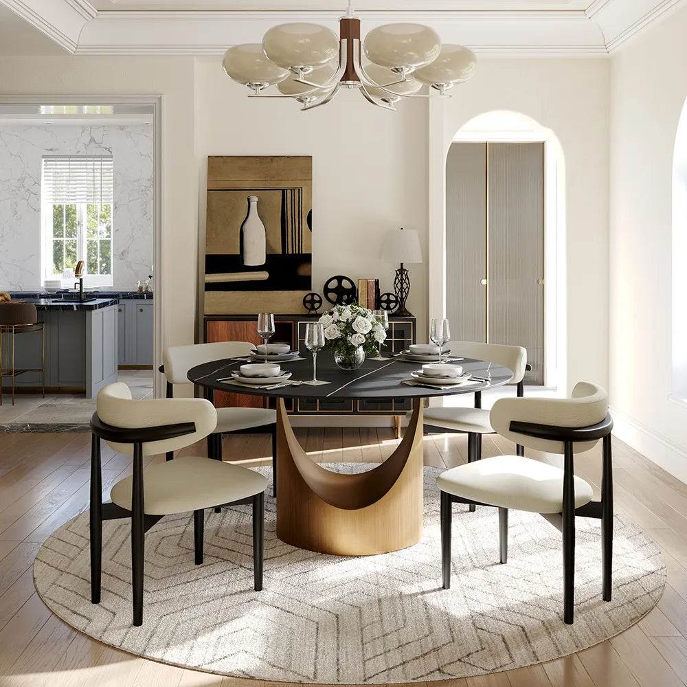 51in Hobart-Round Matte Sintered Stone Dining Table