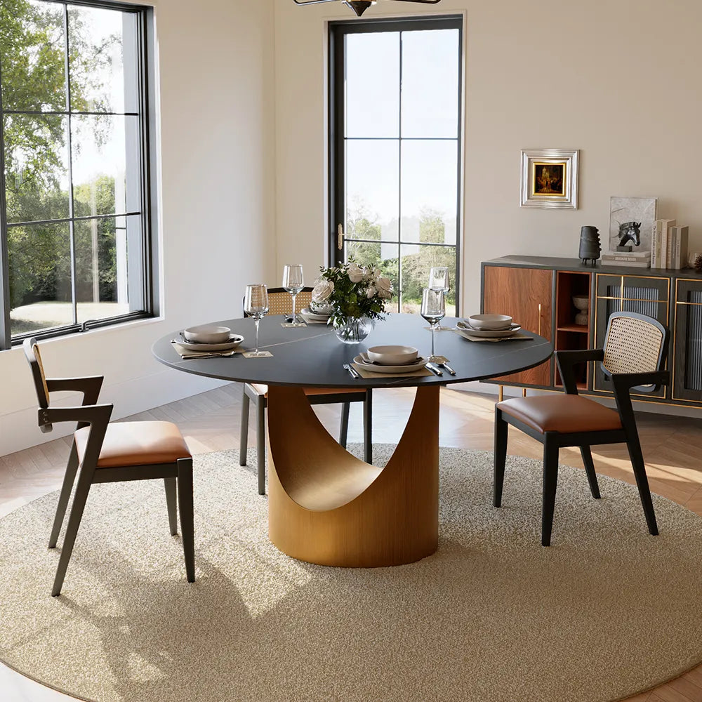 51in Hobart-Round Matte Sintered Stone Dining Table