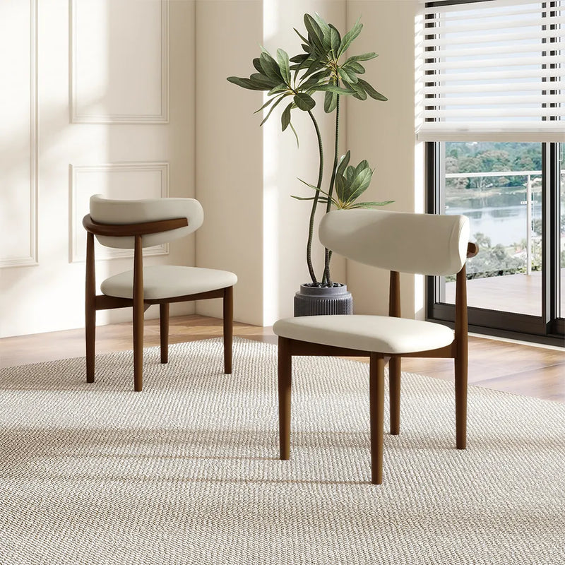 Mid-Century Modern Wood Dining Chairs Set of 2