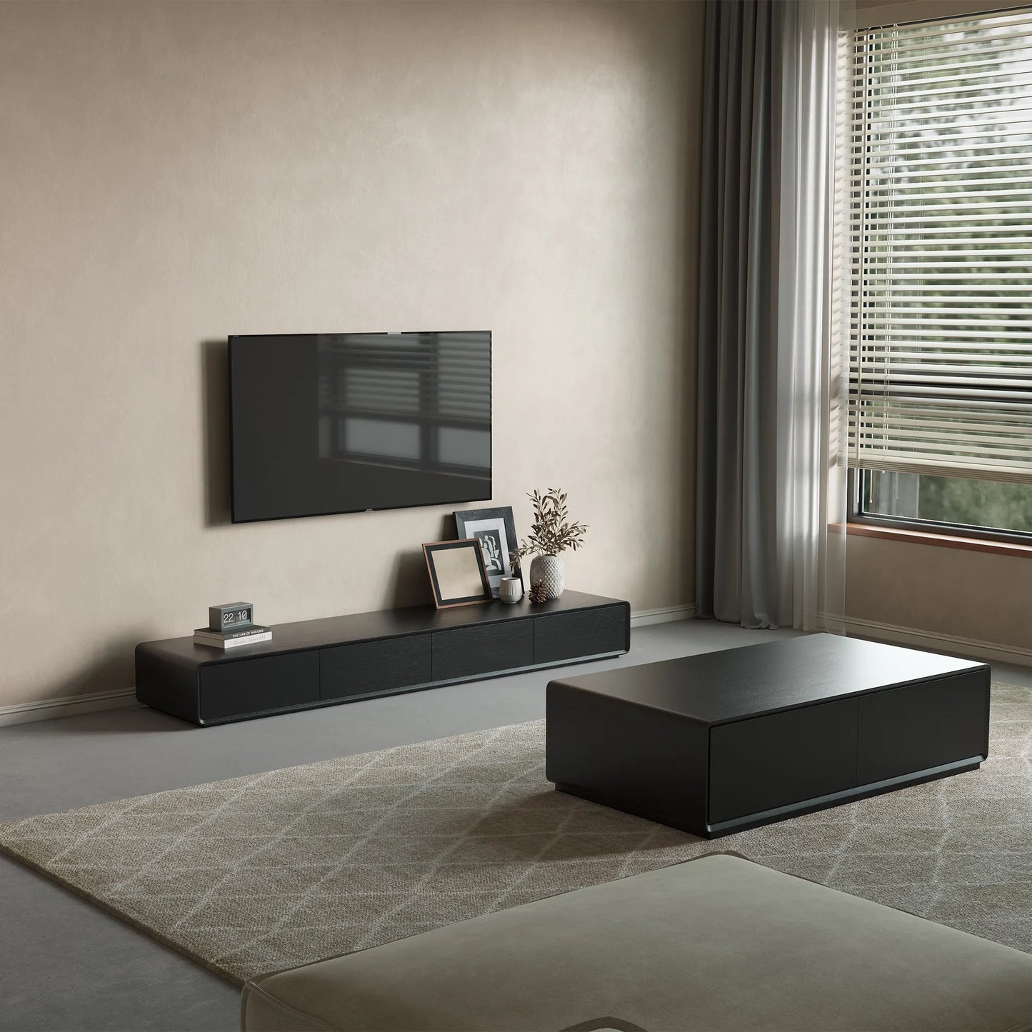 78.74"Modern Wood Black TV Stand