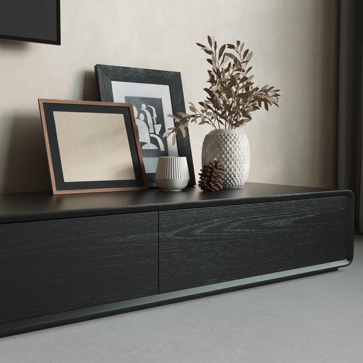 78.74"Modern Wood Black TV Stand