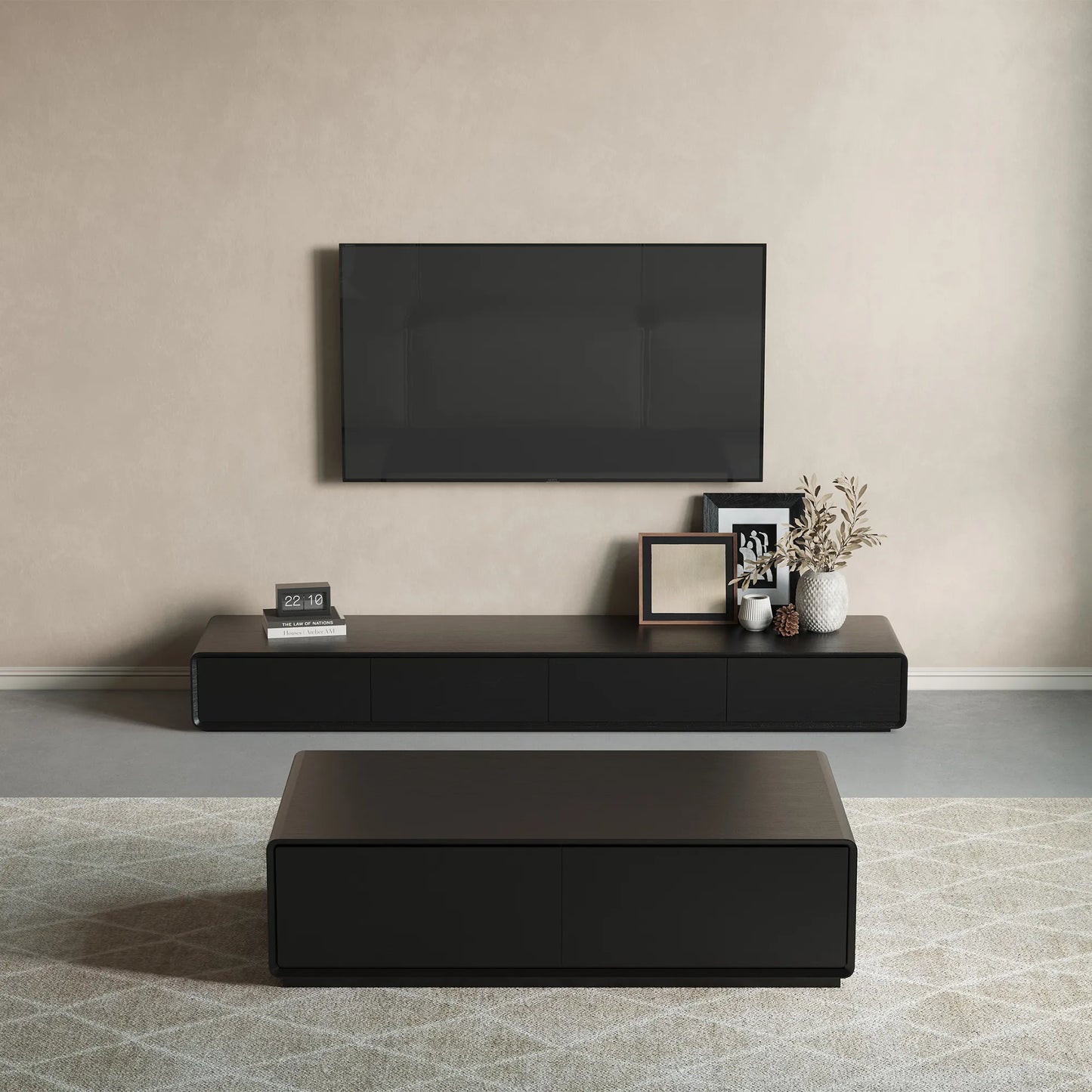78.74"Modern Wood Black TV Stand