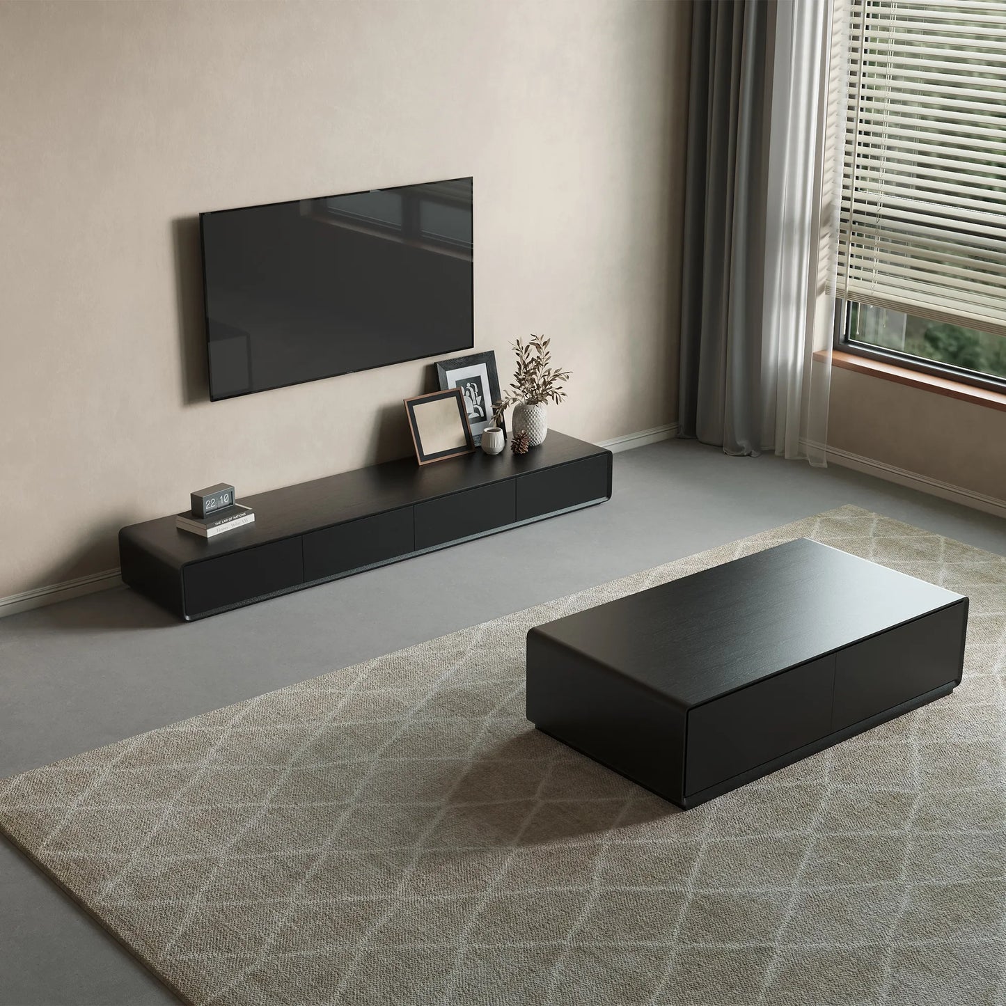 78.74"Modern Wood Black TV Stand