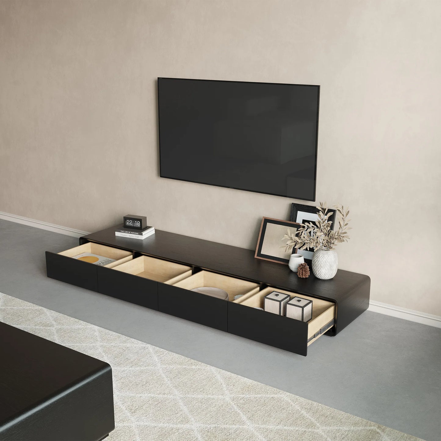 78.74"Modern Wood Black TV Stand