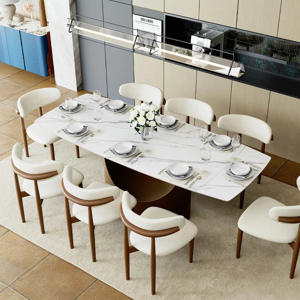 Hobart-Rectangular Glossy Sintered Stone Extendable Dining Table
