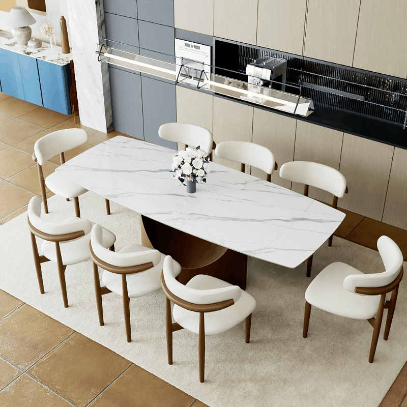 Hobart-Rectangular Glossy Sintered Stone Extendable Dining Table