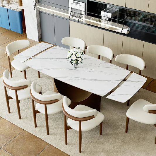Hobart-Rectangular Glossy Sintered Stone Extendable Dining Table