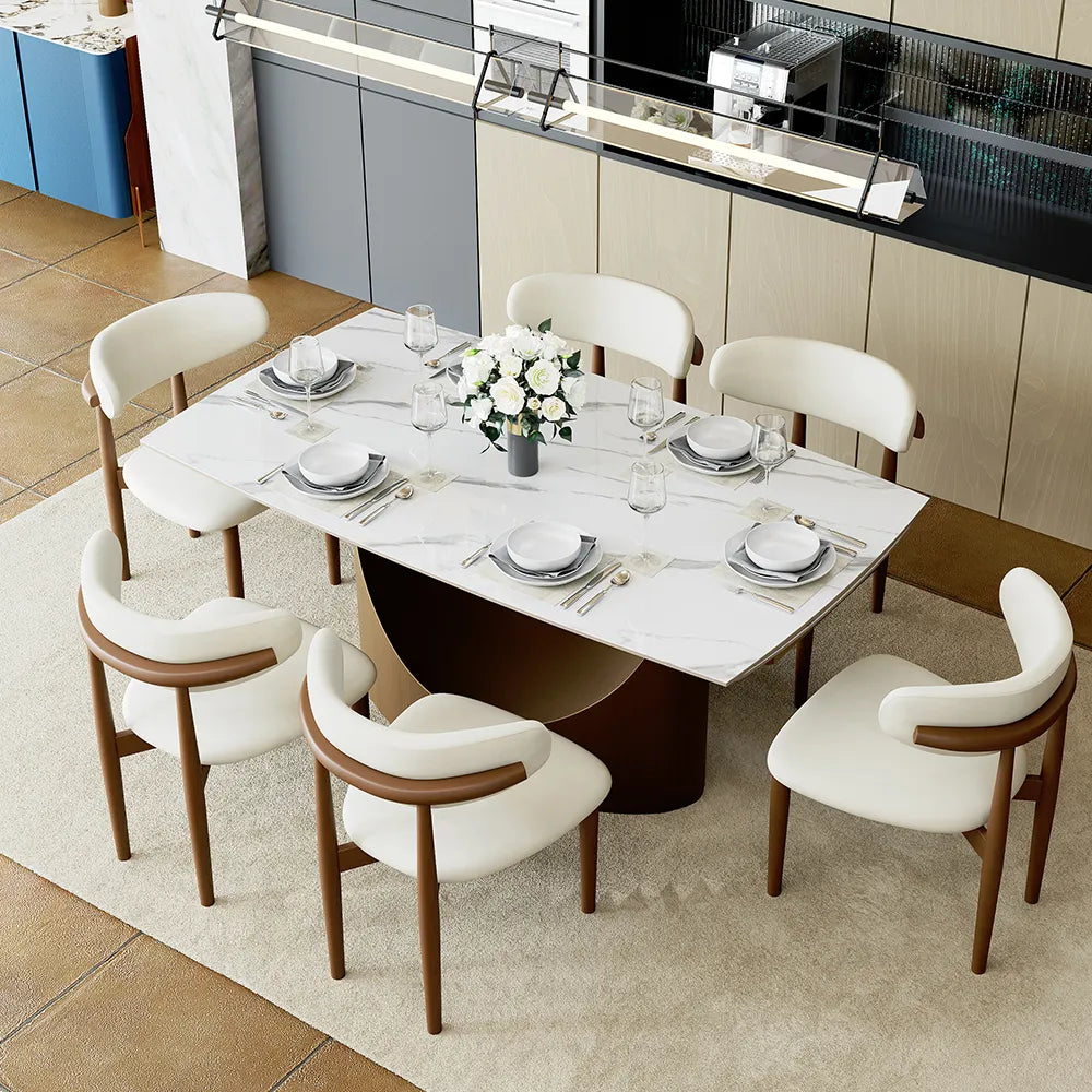 Hobart-Rectangular Glossy Sintered Stone Extendable Dining Table