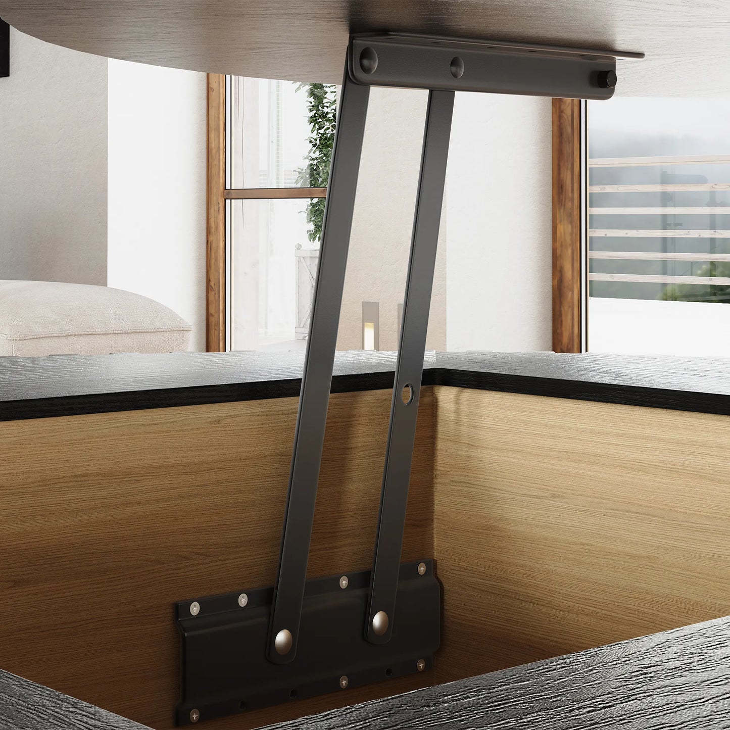 Table basse ronde à plateau relevable de 31,5 po