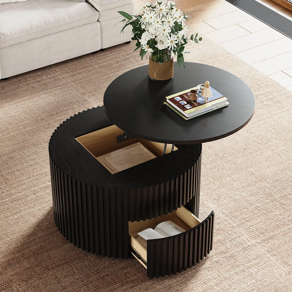 Table basse ronde à plateau relevable de 31,5 po