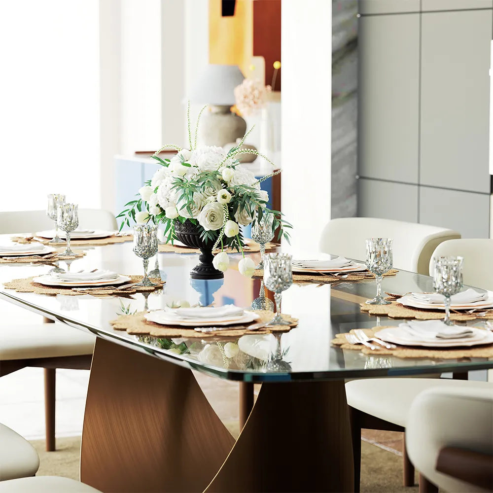 Hobart - Rectangular Tempered Glass Dining Table