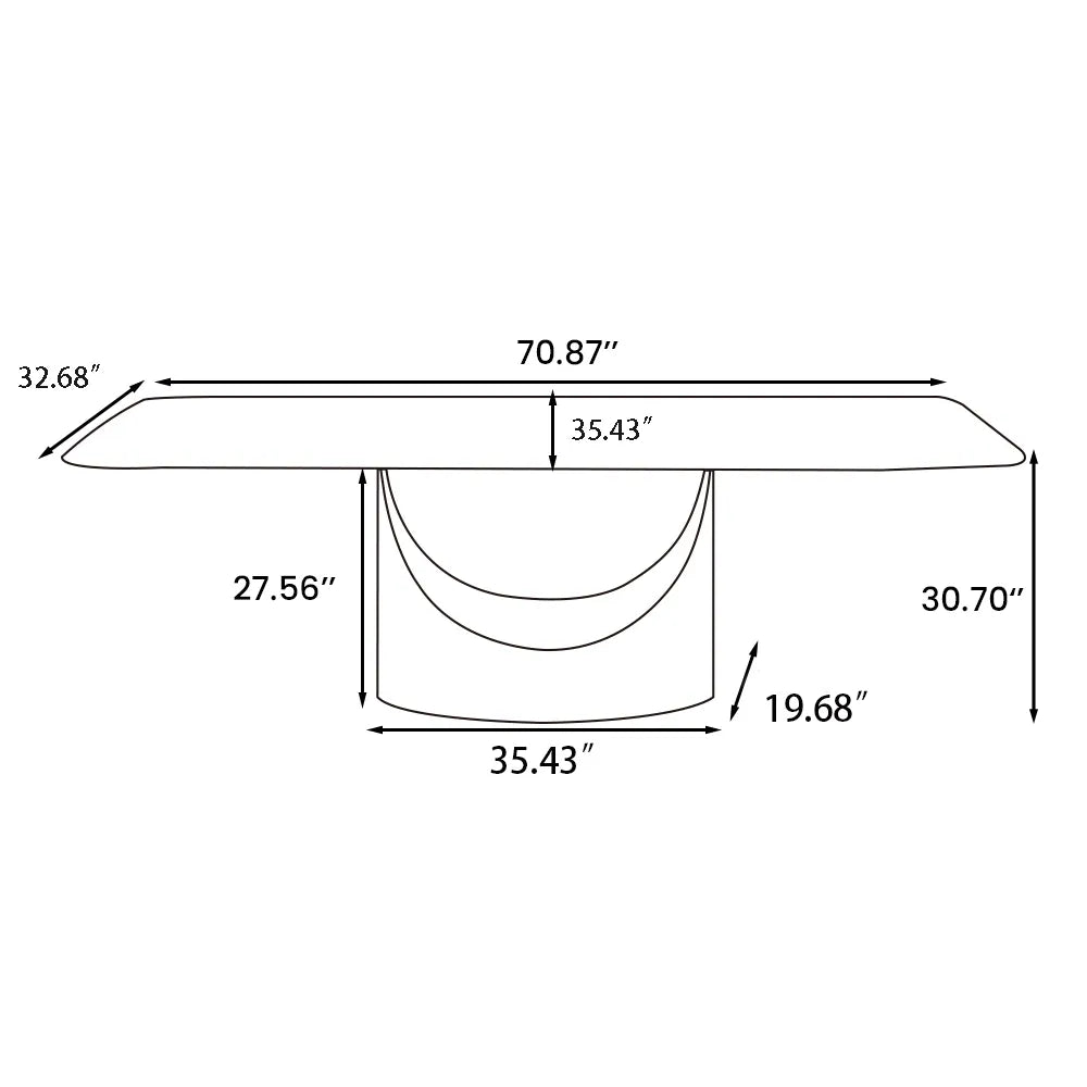 Hobart-Rectangular Tempered Glass Dining Table