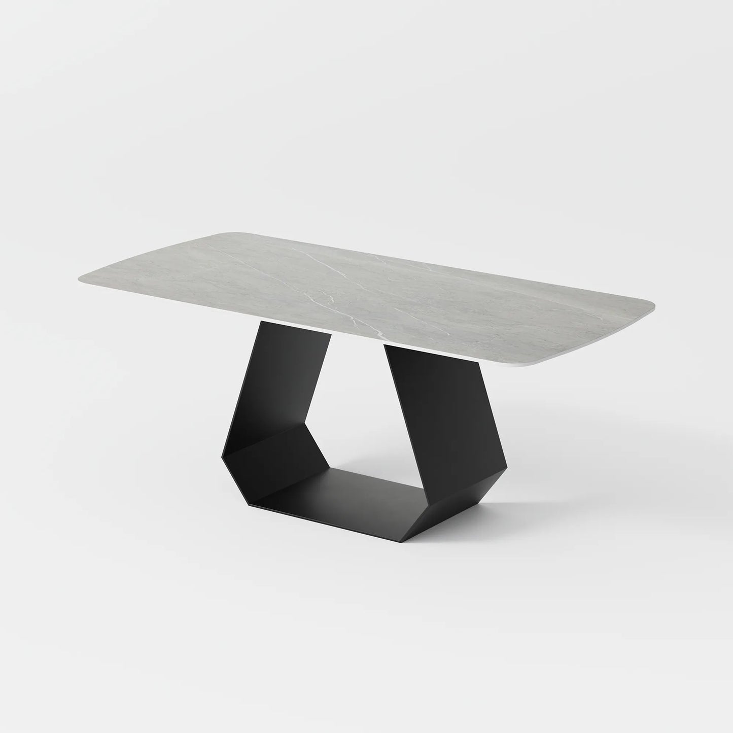 Table à manger moderne en pierre frittée grise de 71 po pour 4 à 6 personnes 