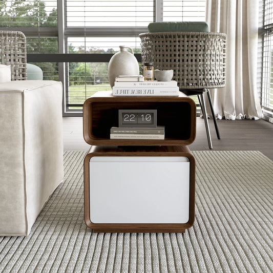 18" Modern Minimalist Side Table with Drawer
