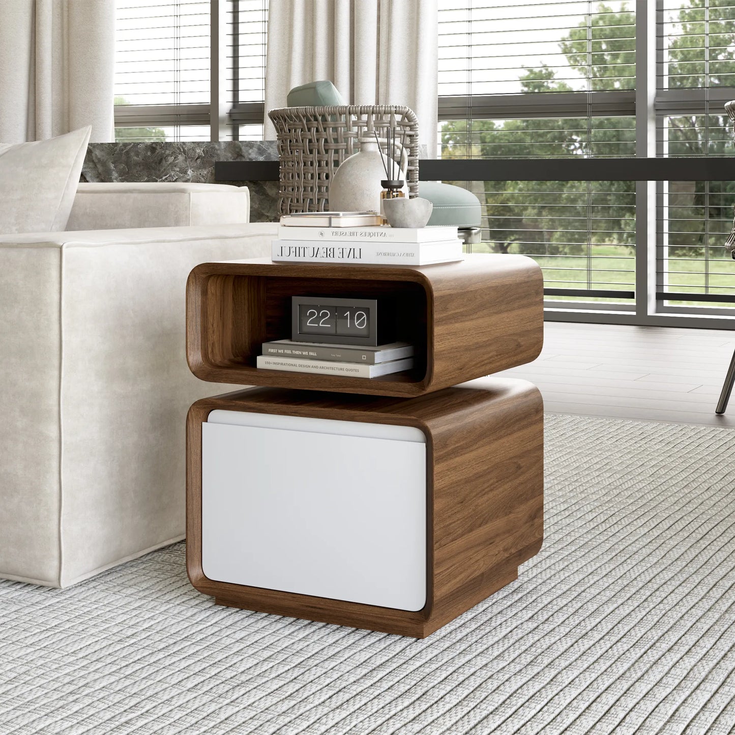 18" Modern Minimalist Side Table with Drawer