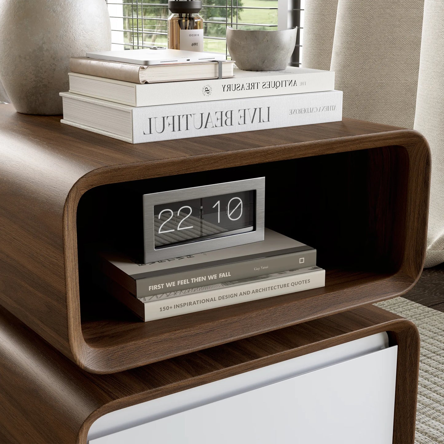 18" Modern Minimalist Side Table with Drawer