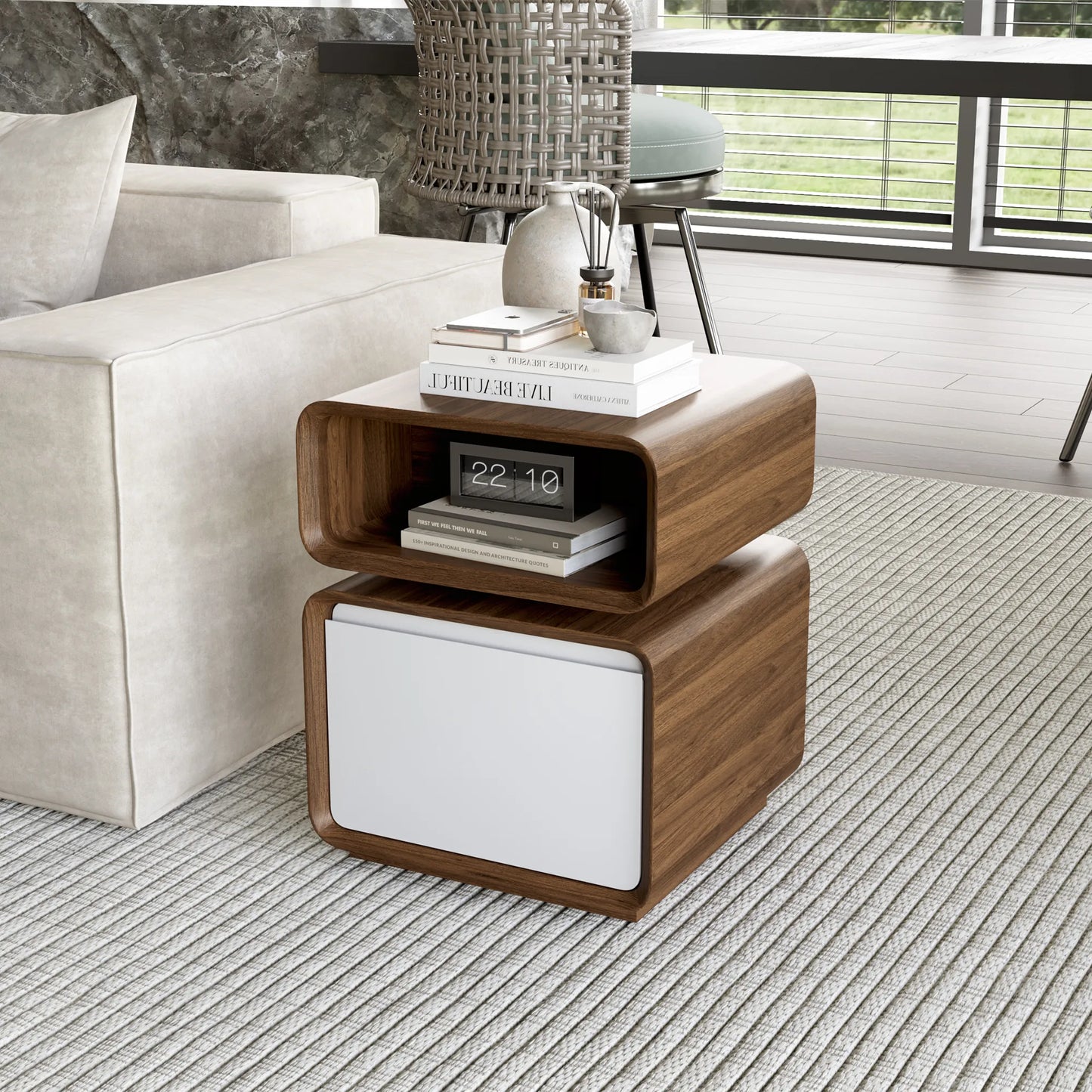 18" Modern Minimalist Side Table with Drawer