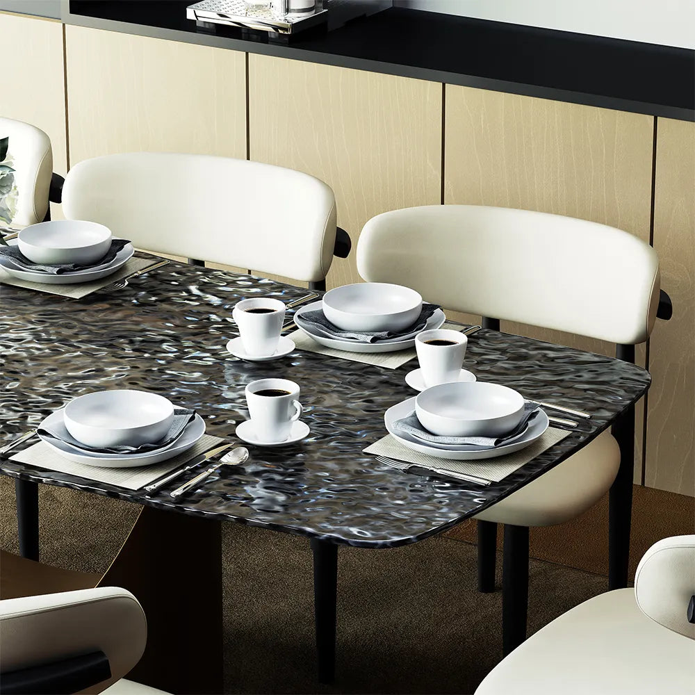 Hobart-Rectangular Tempered Glass Dining Table