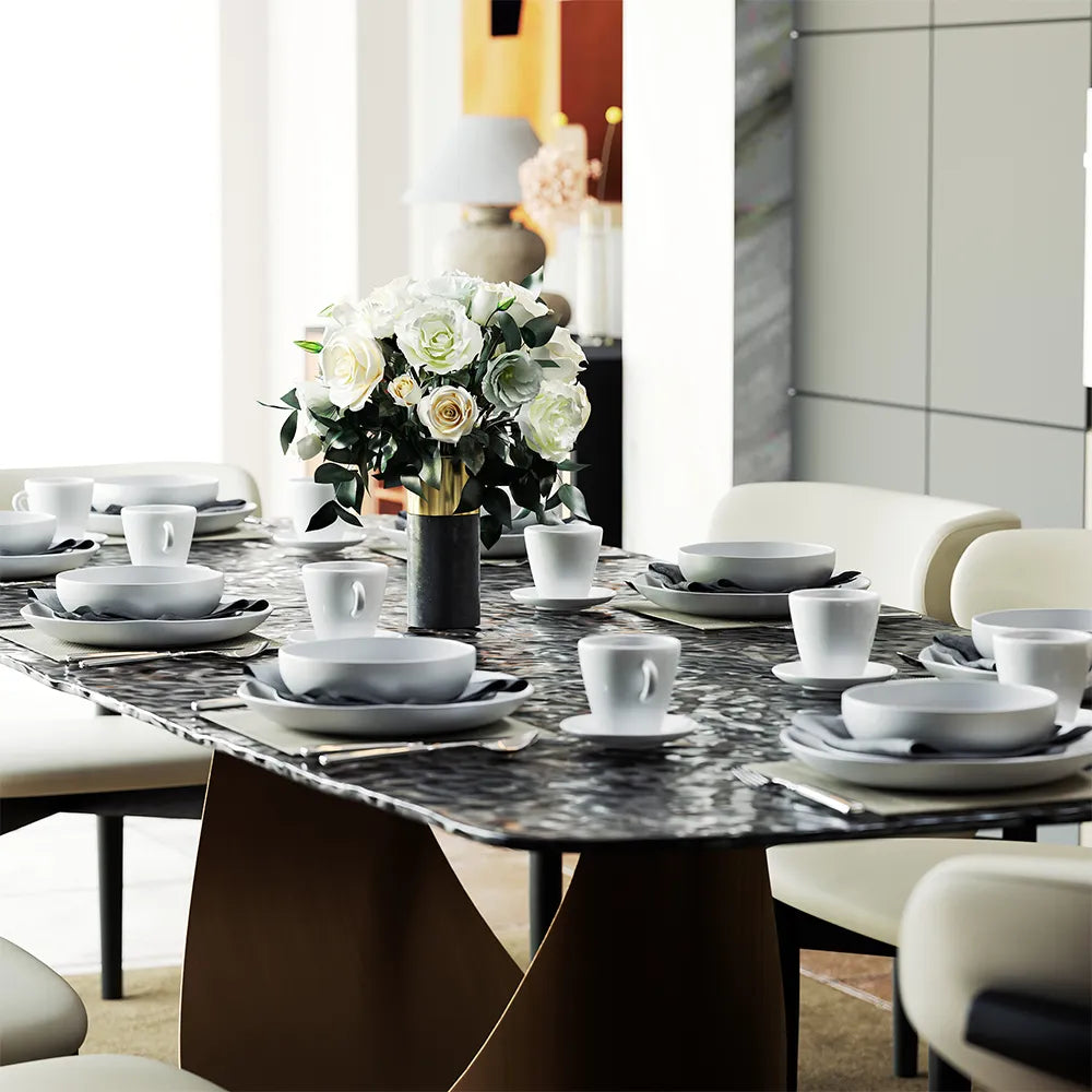 Hobart-Rectangular Tempered Glass Dining Table