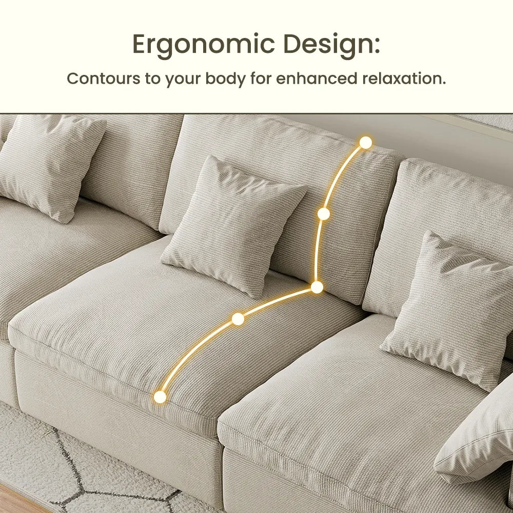 117.5'' Luxury L-shaped Couch Oversized Deep Seat Sofa