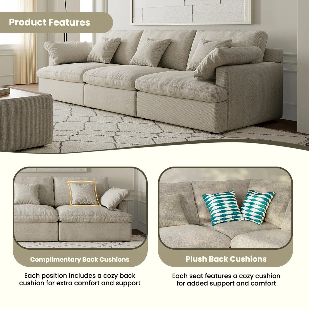 117.5'' Luxury L-shaped Couch Oversized Deep Seat Sofa