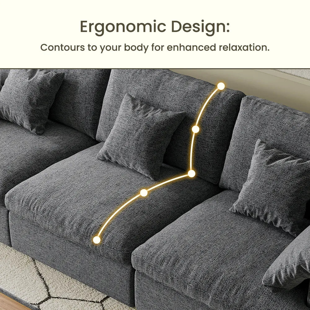 117.5'' Luxury L-shaped Couch Oversized Deep Seat Sofa