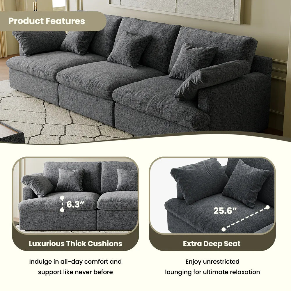 117.5'' Luxury L-shaped Couch Oversized Deep Seat Sofa