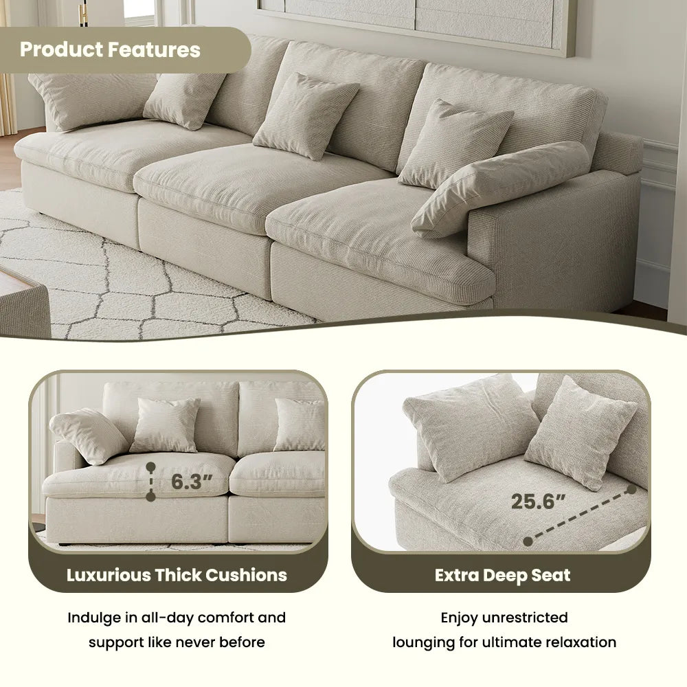 117.5'' Luxury L-shaped Couch Oversized Deep Seat Sofa
