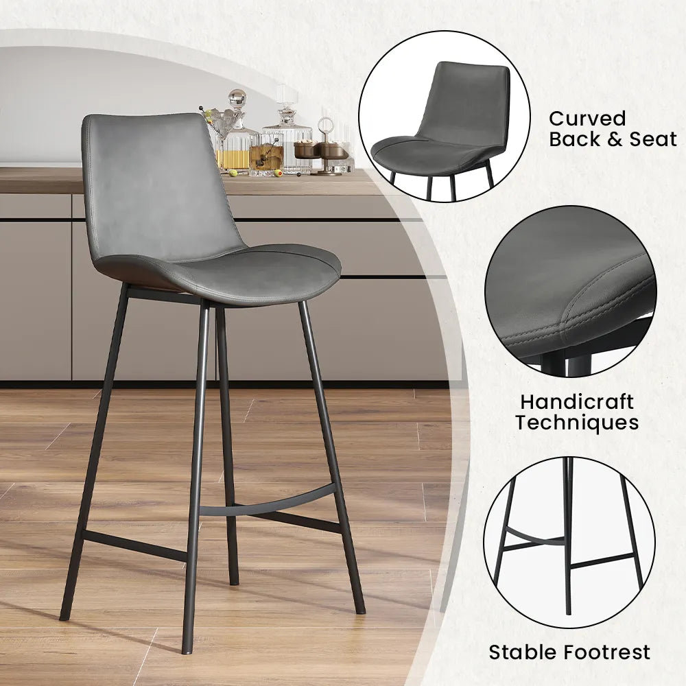 30'' Modern Minimalist Bar Height Faux Leather Stools Bar Set of 2