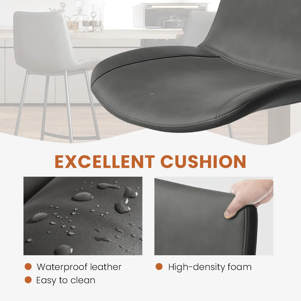 30'' Modern Minimalist Bar Height Faux Leather Stools Bar Set of 2