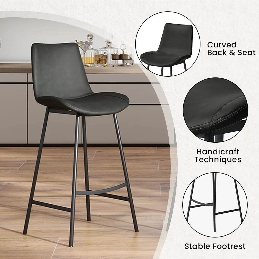 30'' Modern Minimalist Bar Height Faux Leather Stools Bar Set of 2