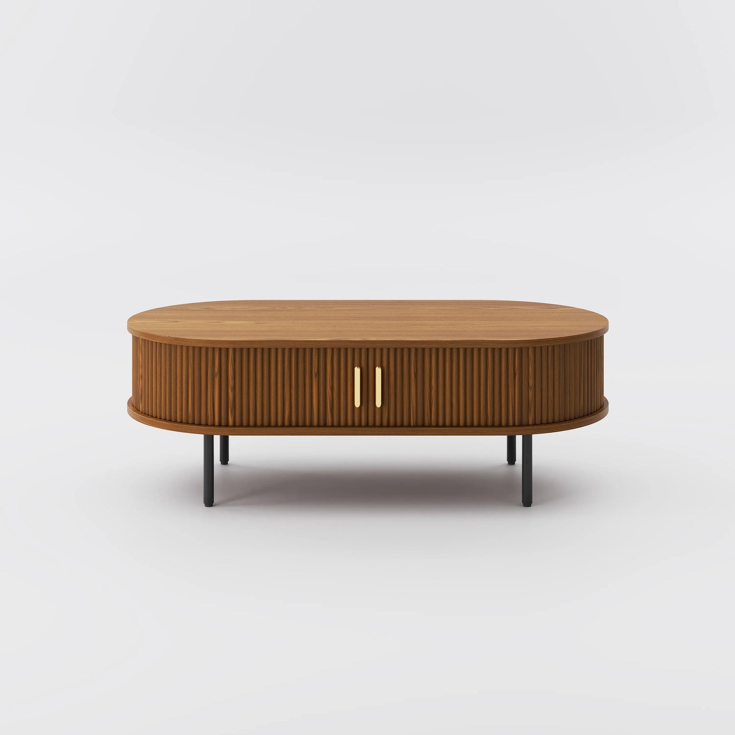 Eos-47'' Oval Wood Fluted Coffee Table with Storage