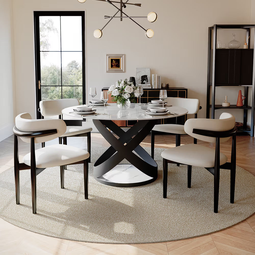 Maxwell-Round Glossy Sintered Stone Dining Table