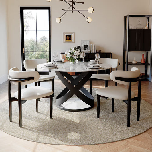 Maxwell-Round Glossy Sintered Stone Dining Table