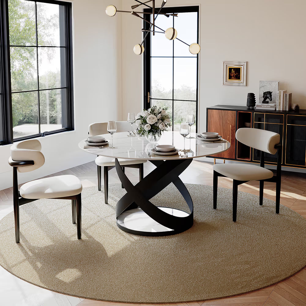 Maxwell-Round Glossy Sintered Stone Dining Table