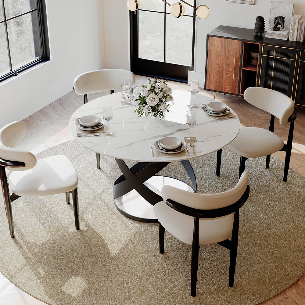 Maxwell-Round Glossy Sintered Stone Dining Table