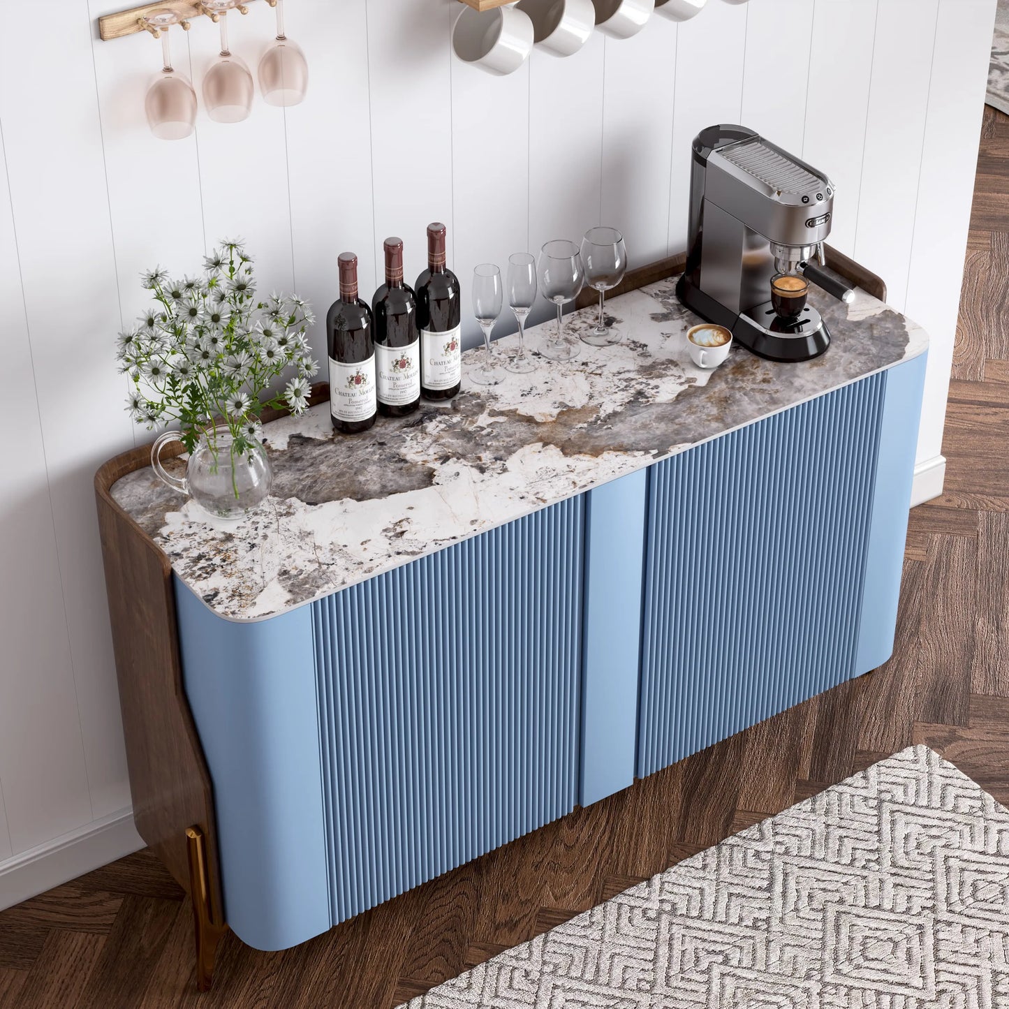 57'' Modern Storage Cabinet with Pandora Sintered Stone Top