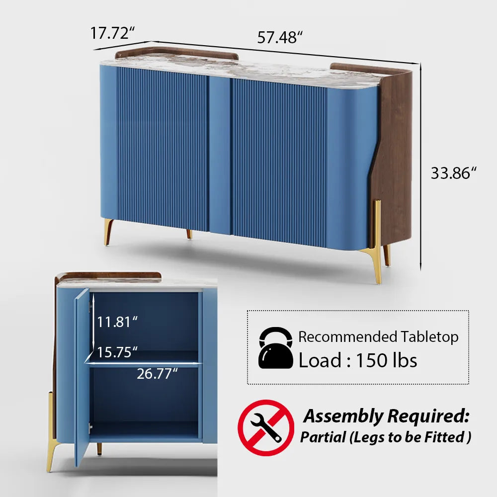 57'' Modern Storage Cabinet with Pandora Sintered Stone Top